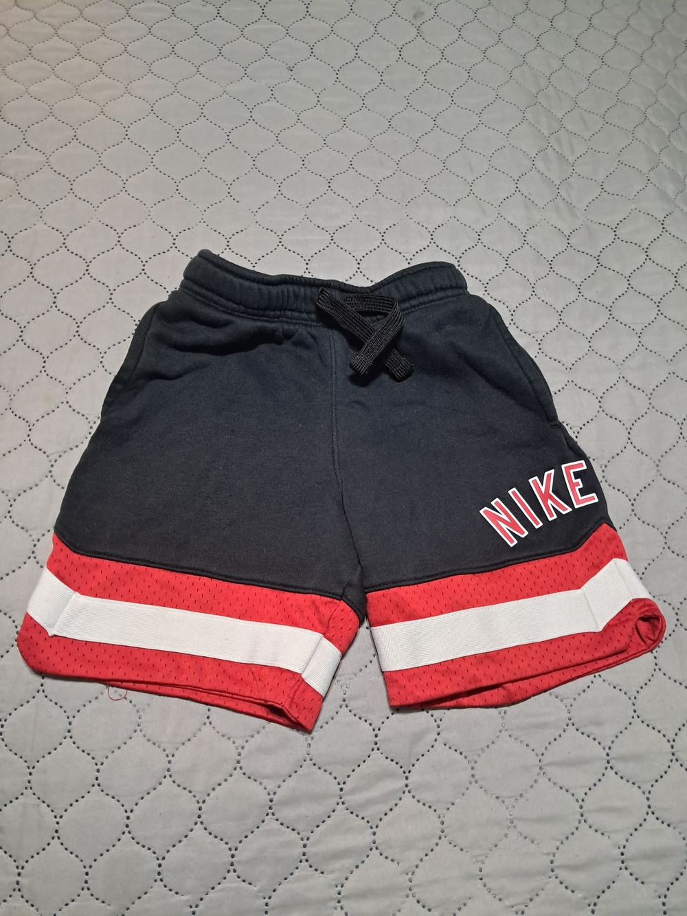 Nike Black Jogger Shorts with Red and White Stripes